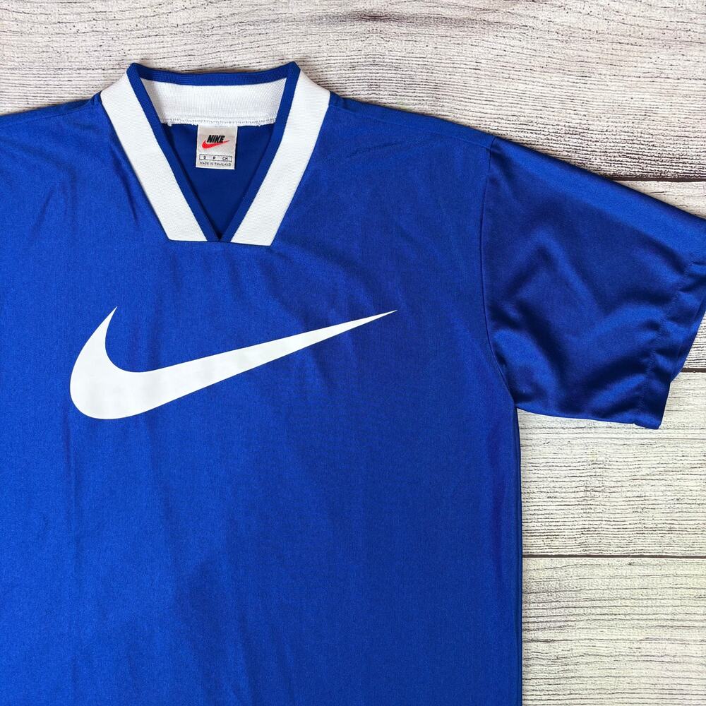 Vintage 1990s Nike White Tag Big Swoosh Graphic Soccer Jersey